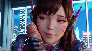ИИ выебал D.Va из Overwatch в разорванном костюме прямо на камеру